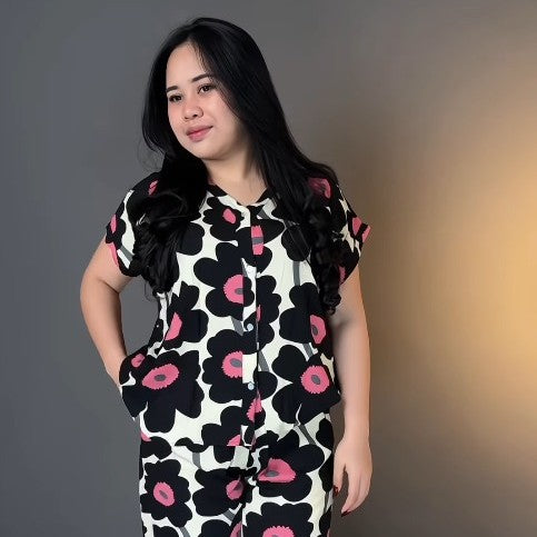 Black Printed Rayon Co-Ord Set