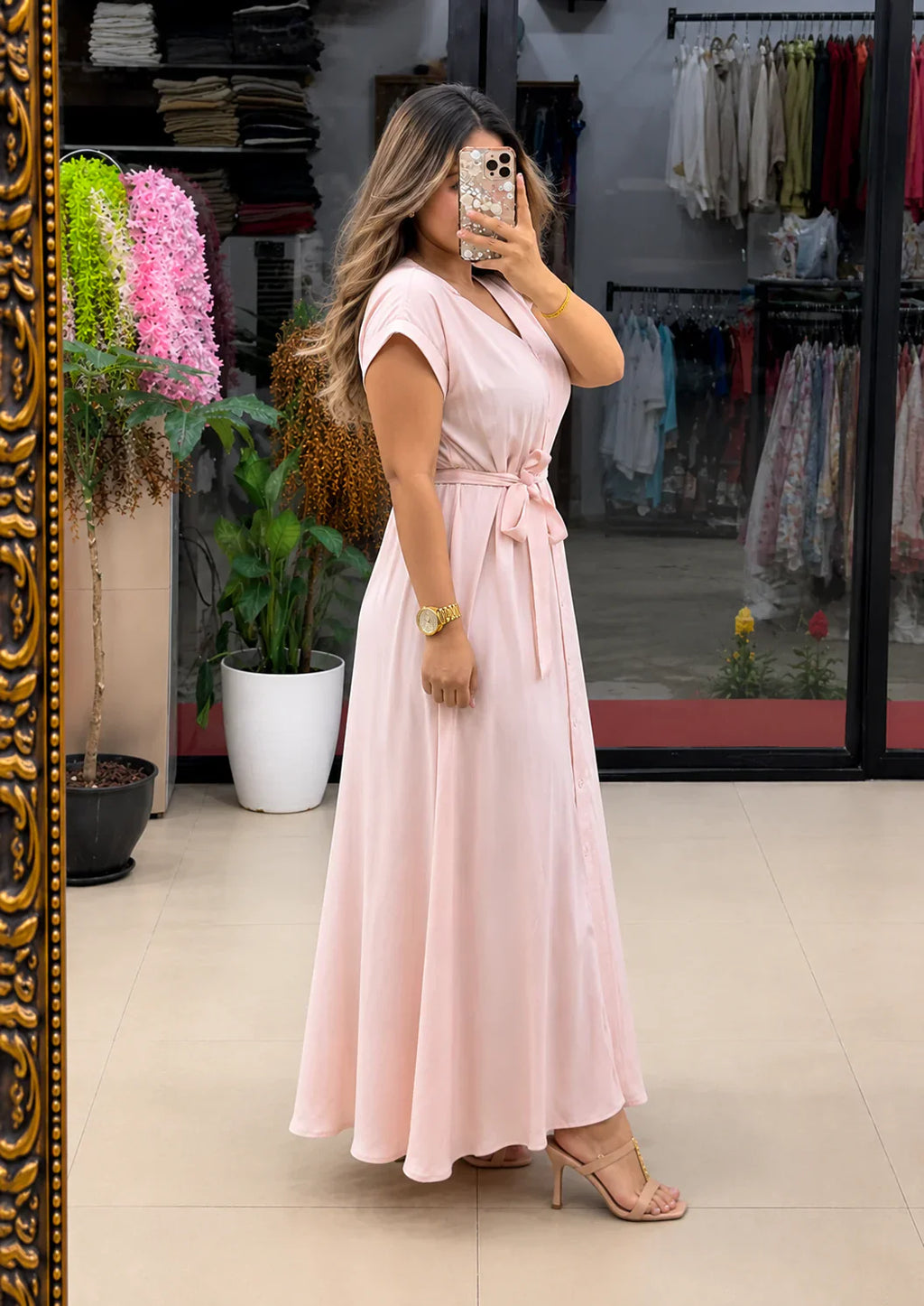 Aahana Pure Cotton Button Maxi Dress