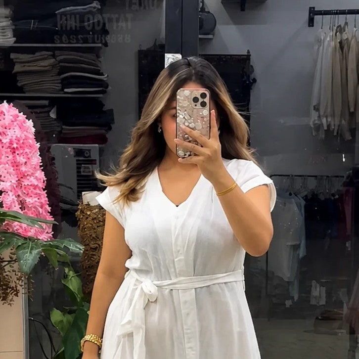 Aahana Pure Cotton Button Maxi Dress
