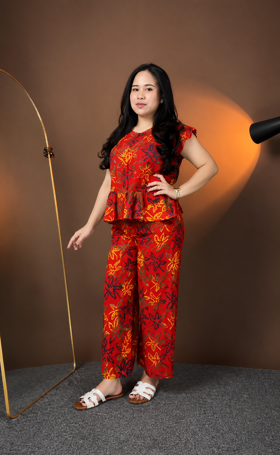 Red Floral Printed Rayon Co-Ord Set