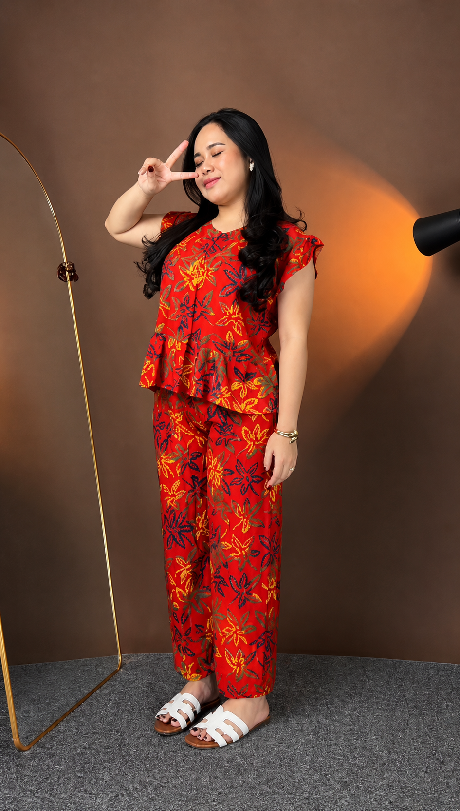 Red Floral Printed Rayon Co-Ord Set