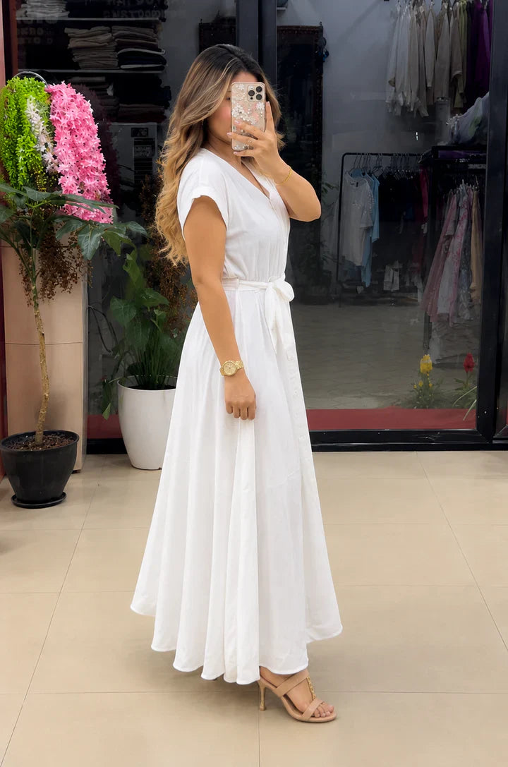 Aahana Pure Cotton Button Maxi Dress