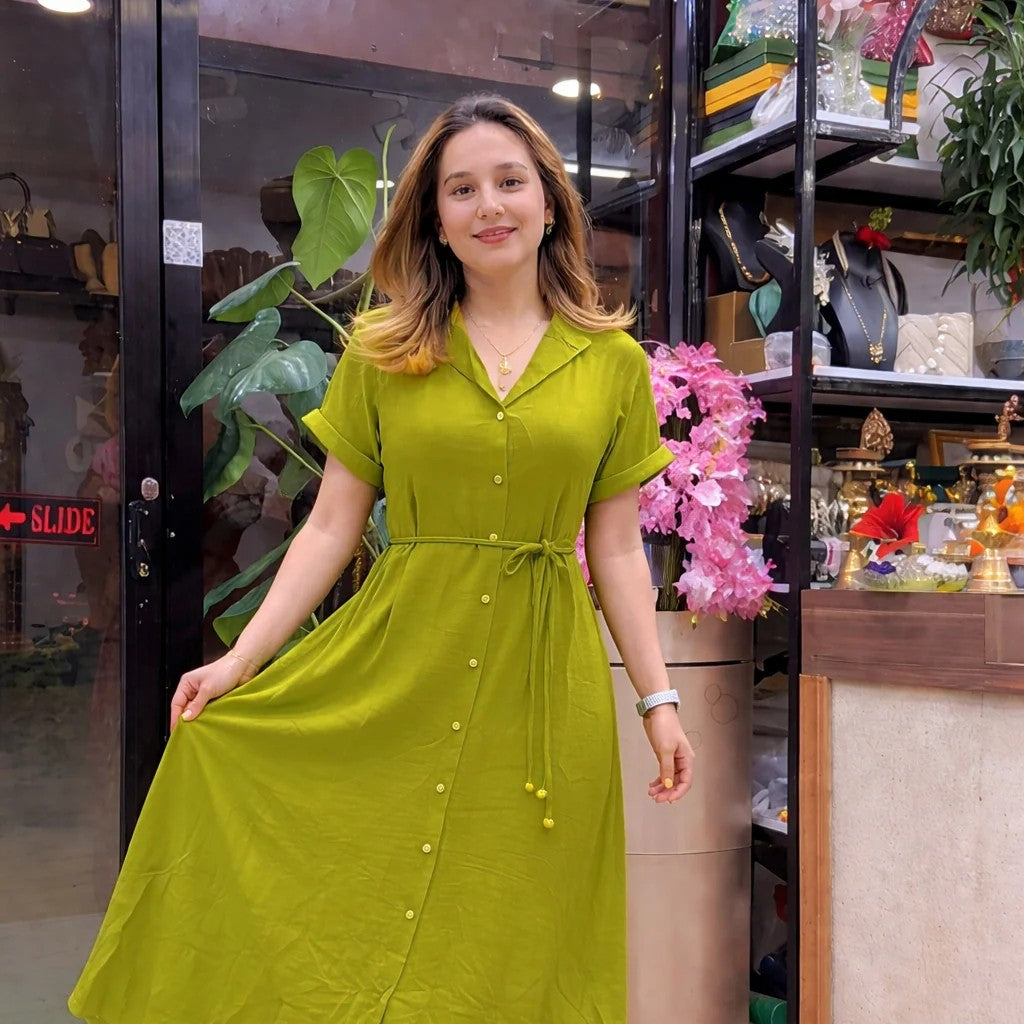 Green Designer Rayon Dress