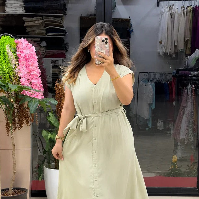 Aahana Pure Cotton Button Maxi Dress