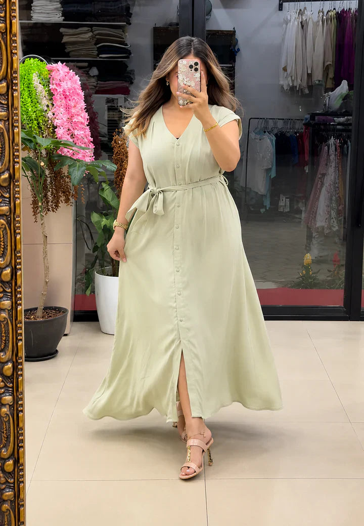 Aahana Pure Cotton Button Maxi Dress