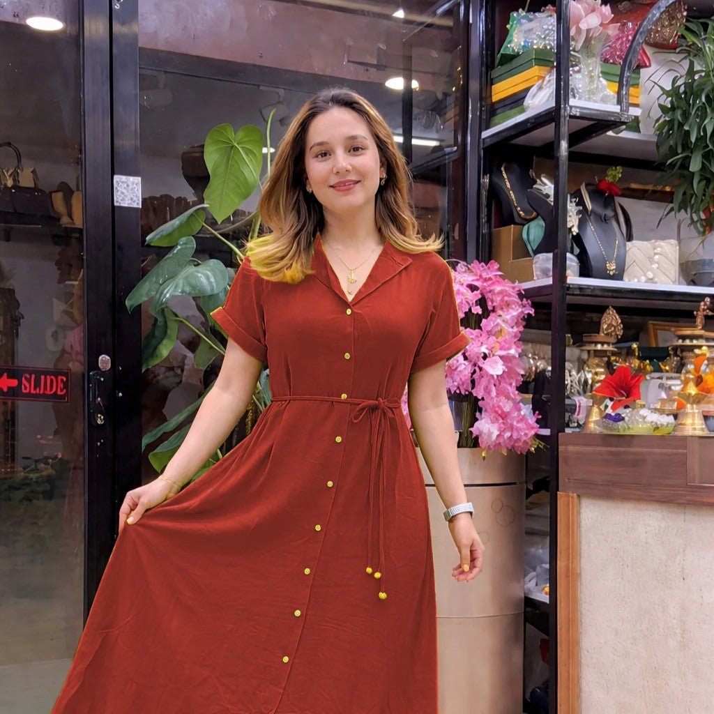 Orange Designer Rayon Dress