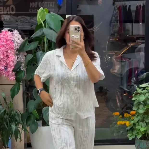 White Pure Linen Co-ord Set