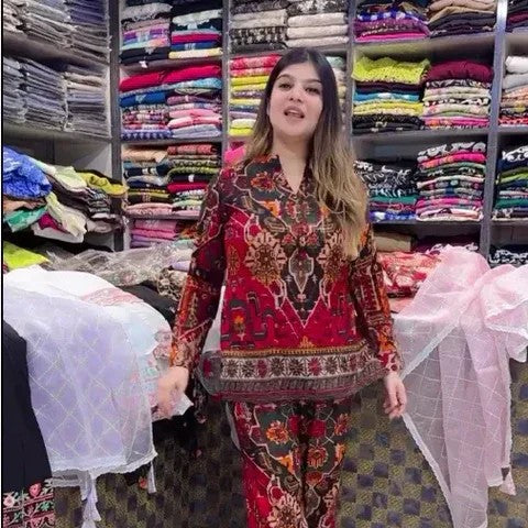 Printed Asymmetric Top With Palazzo Set